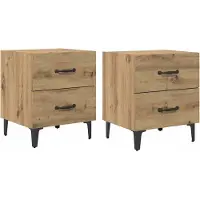 vidaXL Armoire de lit 2 pcs chêne artisanal 40 x 35 x 47.5 cm