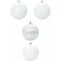 vidaXL Ensemble de Boules de Noël 4 pcs Blanc Plastique
