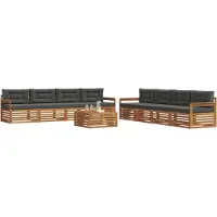 vidaXL Ensemble de canapés d'extérieur avec coussins 9 pièces Nature et Anthracite