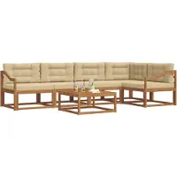 vidaXL Ensemble de canapés d'extérieur avec coussins 6 pièces Nature et Beige