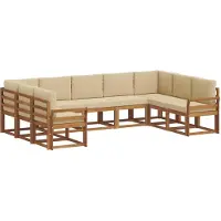 vidaXL Ensemble de salon de jardin 9 pièces, couleurs naturelles et beige