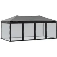 vidaXL Tente de réception pliante avec parois latérales noire 3x6 m