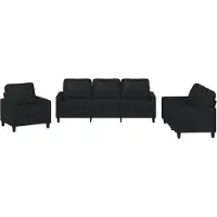 vidaXL Ensemble de canapés 3 pièces avec coussins Noir Similicuir