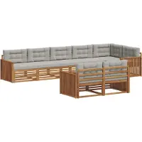 vidaXL Ensemble de canapés d'extérieur avec coussins 8 pièces Naturel et gris clair