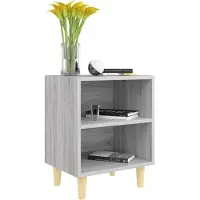vidaXL Table de chevet avec pieds en bois Sonoma gris 40x30x50 cm