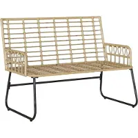 vidaXL Banc de jardin marron et crème en polyrotin