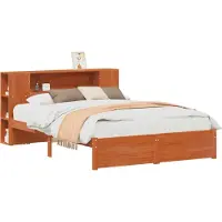 vidaXL Cadre de lit avec tête de lit de rangement Marron cire 140 x 190 cm