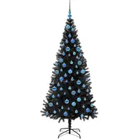 vidaXL Sapin de Noël avec 300 LED avec support Noir 180 cm PVC