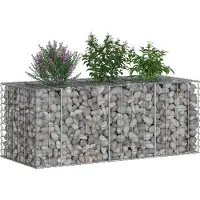 vidaXL Jardinière surélevée en gabions, 140 x 60 x 55 cm, acier galvanisé, argenté