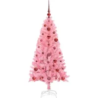 vidaXL , sapin de Noël rose, 120 cm, PVC