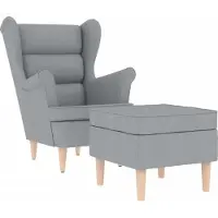 vidaXL Fauteuil avec repose-pied Gris clair Tissu