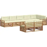 vidaXL Ensemble de canapés d'extérieur avec coussins 8 pièces Nature et Crème