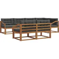 vidaXL Ensemble de canapés d'extérieur avec coussins 7 pièces Nature et Anthracite