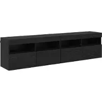vidaXL Meuble TV mural avec LED 4 pièces Noir aspect chêne Bois composite