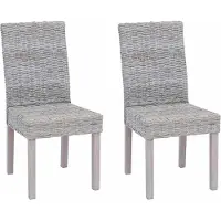 vidaXL Chaise de salle à manger, lot de 2, en rotin Kubu et bois massif d'acajou