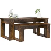 vidaXL : Ensemble de deux tables basses, bois fumé, 100 x 50 x 42 cm