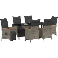 vidaXL Salon de jardin avec coussins 7 pcs Gris Poly-Rotin