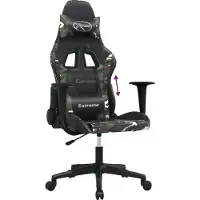 vidaXL Chaise de jeu noir et camouflage similicuir