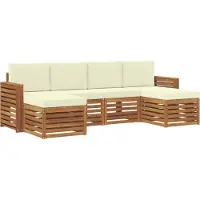 vidaXL Ensemble de canapés 6 pièces Naturel et Crème Bois massif Acacia
