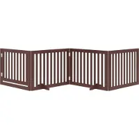 vidaXL Barrière pour chiens avec porte 4 panneaux bois de peuplier