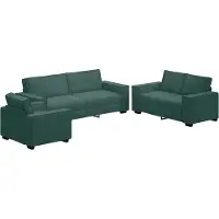 vidaXL Ensemble de canapés 3 pièces avec coussins vert foncé velours