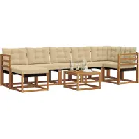 vidaXL Ensemble de canapés d'extérieur avec coussins 8 pièces Nature et Beige