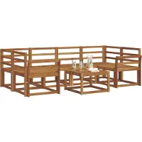 vidaXL Ensemble de salon de jardin 7 pièces en bois d'acacia massif, finition naturelle