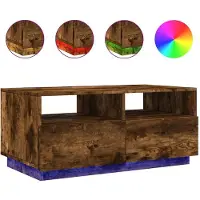 vidaXL Table basse avec lampes LED chêne fumé 90x49x40 cm