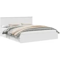vidaXL Lit de rangement avec tête de lit Blanc 180 x 200 cm Bois composite