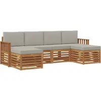 vidaXL Ensemble de canapés 6 pièces Naturel et gris clair Bois massif Acacia