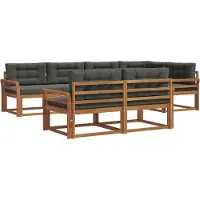 vidaXL Ensemble de canapés d'extérieur avec coussins 7 pièces Nature et Anthracite