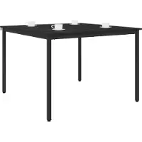 vidaXL Table de salle à manger, 110 x 110 x 75 cm, panneau de fibres de bois, noire, aspect chêne