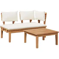 vidaXL Ensemble de table et banc de jardin , 2 pièces, crème et marron, en teck massif