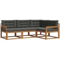 vidaXL Ensemble de canapés d'extérieur avec coussins 4 pièces Nature et Anthracite