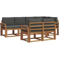 vidaXL Ensemble de canapés d'extérieur avec coussins 7 pièces Nature et Anthracite
