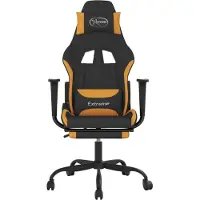 vidaXL Fauteuil gaming avec repose-pieds, tissu noir et orange