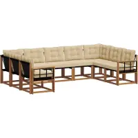 vidaXL Ensemble de canapés d'extérieur avec coussins 9 pièces Nature et Beige