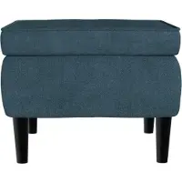 vidaXL Tabouret avec pieds en bois Bleu Velours