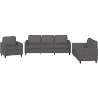vidaXL Ensemble de canapés 3 pièces avec coussins Gris Similicuir