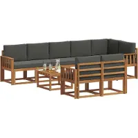 vidaXL Ensemble de salon de jardin 9 pièces, couleurs : naturel et anthracite