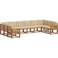 vidaXL Ensemble de salon de jardin 10 pièces, couleurs naturelles et beige