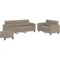 vidaXL Ensemble de canapés 3 pièces avec coussins Taupe microfibre tissée