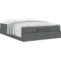 vidaXL Lit avec matelas (2 pièces) en tissu gris foncé