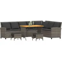 vidaXL Ensemble de salon de jardin 4 pièces avec coussins L-forme Gris Poly Rattan