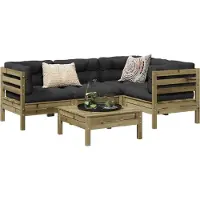 vidaXL Ensemble de 5 canapés de jardin avec coussins en pin imprégné