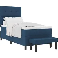 vidaXL Lit boxspring avec tête de lit bleu 80 x 200 cm Tissu