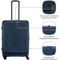 Wenger Valise rigide à double roues pivotantes, extension et compartiment avant, verrou TSA, Valise, Bleu