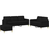 vidaXL Ensemble de canapés 3 pièces avec coussins Tissu noir