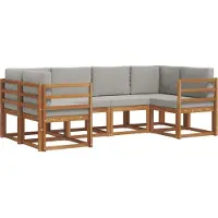 vidaXL Ensemble de canapés d'extérieur avec coussins 6 pièces Naturel et gris clair