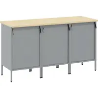 vidaXL Table de travail avec 3 tiroirs, rouge et gris, 150 x 55 x 85 cm